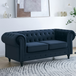 Home Detail Chesterfield 2 Seater Pleat Midnight Blue Velvet Sofa