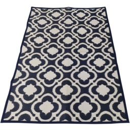 Charles Bentley Navy Moroccan Patterned Outdoor Rug 120 x 170cm - thumbnail 1