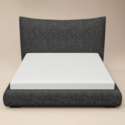 SOLACE+CO Miller King Size Black Chenille Bed Frame with Curved Headboard - thumbnail 2