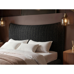 SOLACE+CO Miller King Size Black Chenille Bed Frame with Curved Headboard - thumbnail 4