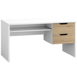 Kidsaw 2 Drawer Modern Home Office Desk with Keyboard Tray White and Oak - thumbnail 2