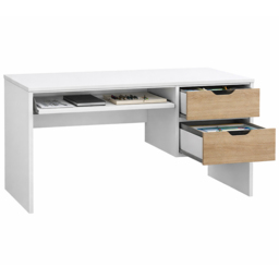 Kidsaw 2 Drawer Modern Home Office Desk with Keyboard Tray White and Oak - thumbnail 3