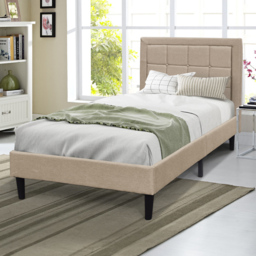 Brooklyn Single Stone Buttoned Headboard Bed Frame - thumbnail 1