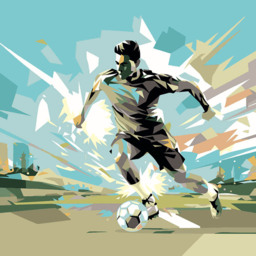 Origin Murals Football Player Abstract Landscape Blue Wall Mural - thumbnail 2