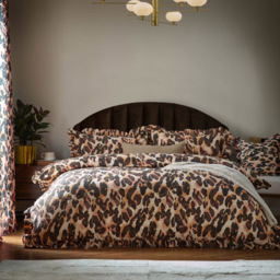 furn. Single Multicolour Leopard Printed Frill Trim Duvet Set - thumbnail 4