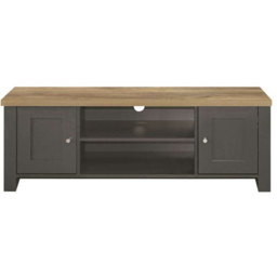 Birlea Highgate 2 Door 2 Shelf Dark Grey and Oak Large TV Unit - thumbnail 3