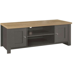 Birlea Highgate 2 Door 2 Shelf Dark Grey and Oak Large TV Unit - thumbnail 2