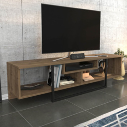 Decorotika Asal Walnut and Black 3 Shelf TV Unit - thumbnail 1