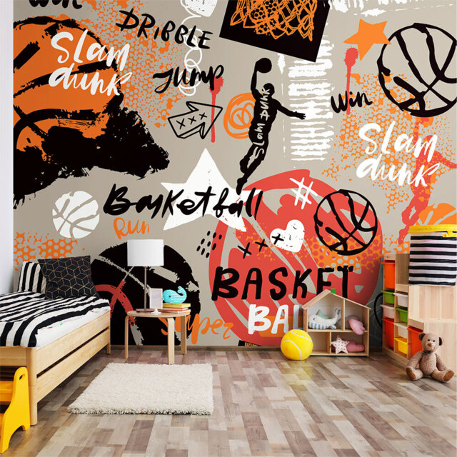 Origin Murals Graffiti Basketball Orange Wall Mural - image 1