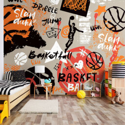 Origin Murals Graffiti Basketball Orange Wall Mural
