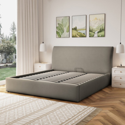Artemis Home Bethany Super King Size Light Brown Linen Upholstered Ottoman Bed - thumbnail 2