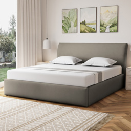 Artemis Home Bethany Super King Size Light Brown Linen Upholstered Ottoman Bed - thumbnail 1