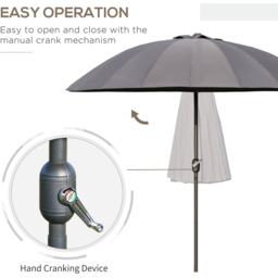 Outsunny Dark Grey Crank and Tilt Parasol 2m - thumbnail 4