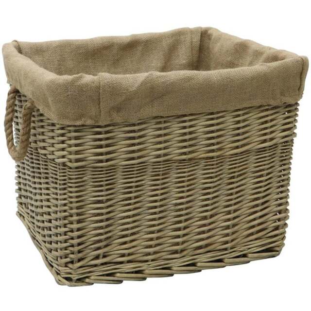 JVL Willow Antique Wash Log Basket with Rope Handles 38 x 50 x 42cm - image 1
