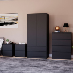 Vida Designs Denver 4 Piece Black Bedroom Furniture Set - thumbnail 1