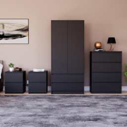 Vida Designs Denver 4 Piece Black Bedroom Furniture Set - thumbnail 2
