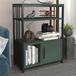Decorotika Letos Green and Black Single Door 3 Tier Bookcase