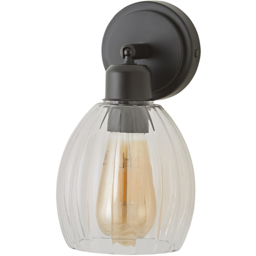 ValueLights Cheltenham Ribbed Shade Matte Black Adjustable Wall Spotlights with Bulbs 2 Pack - thumbnail 3