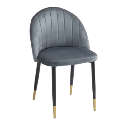 Set of 2 Illona Velvet Dining Chairs - Grey - thumbnail 4