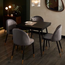 Set of 2 Illona Velvet Dining Chairs - Grey - thumbnail 1