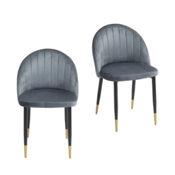 Set of 2 Illona Velvet Dining Chairs - Grey - thumbnail 2