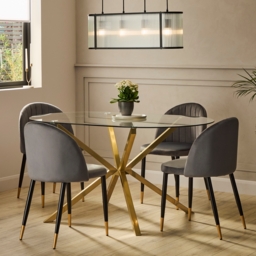 Set of 2 Illona Velvet Dining Chairs - Grey - thumbnail 3
