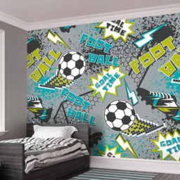 Origin Murals Grey Football Graphic Pixel Large Wall Mural