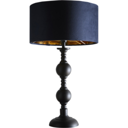 Kliving Churchgate Navy Velvet Shade Black Metal Table Lamp