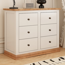 Cabinet Bits Trevi 6 Drawer Off White Chest of Drawers with Brass Knob
