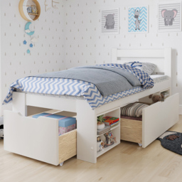 Noomi Hansa White Single Bed Frame with Drawers - thumbnail 4