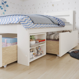 Noomi Hansa White Single Bed Frame with Drawers - thumbnail 2
