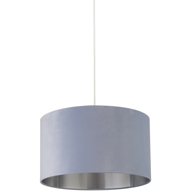 Lighting Collection Light Blue Silver Inner Velvet Drum Shade 45cm - image 1