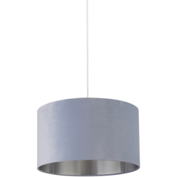 Lighting Collection Light Blue Silver Inner Velvet Drum Shade 45cm