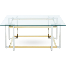 Premier Housewares Elino Gold and Silver Glass Top Coffee Table - thumbnail 2
