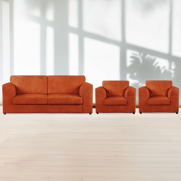 Luxor 5 Seater Orange Jumbo Cord Sofa Set with Full Back