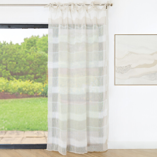 Kodhi Slub Natural Stripe Voile Curtain 140 x 240cm