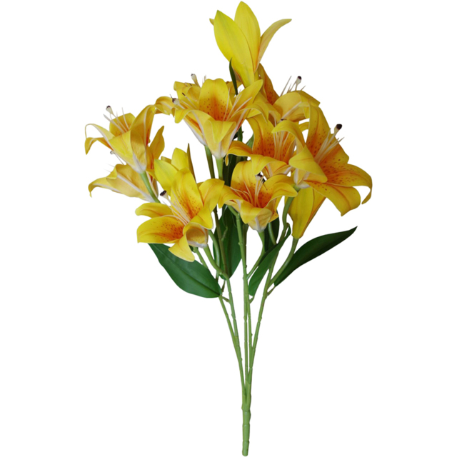 Leaf Yellow Lily Stem Artificial Flower 60cm 12 Pack - image 1