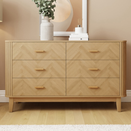 GFW Axel Oak 6 Drawer Chevron Pattern Chest of Drawers