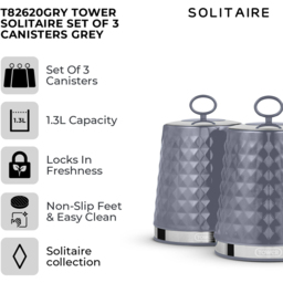 Tower 3 Piece Grey Solitaire Canister Set - thumbnail 2