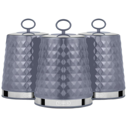 Tower 3 Piece Grey Solitaire Canister Set