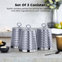 Tower 3 Piece Grey Solitaire Canister Set - thumbnail 3