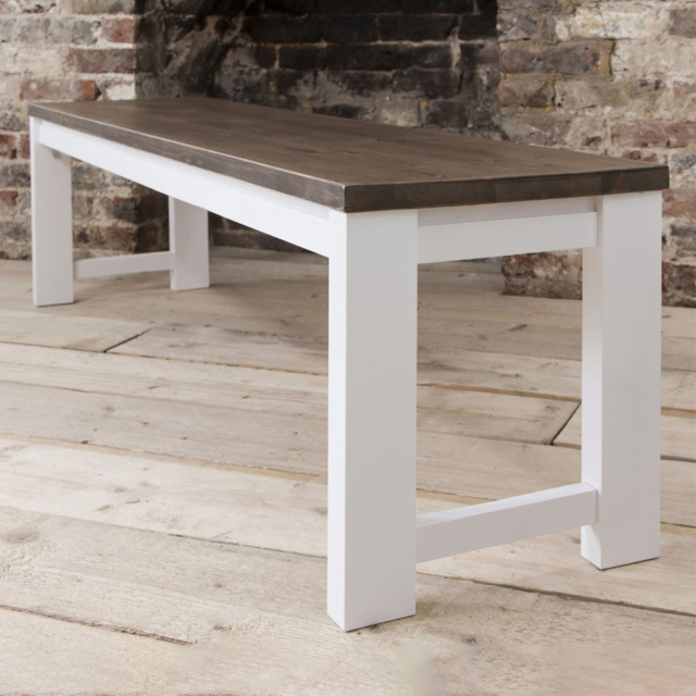 Noa and Nani Hever White and Dark Pine Dining Bench