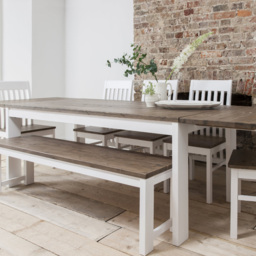 Noa and Nani Hever White and Dark Pine Dining Bench - thumbnail 3