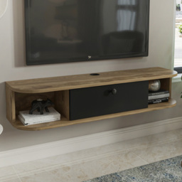 Decorotika Ibarra Oud and Black Single Door 2 Shelf Wall TV Unit - thumbnail 1