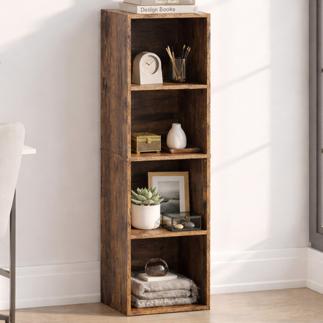 Vida Designs Oxford Dark Wood 4 Shelf Cube Bookcase - image 1