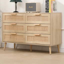 FurnitureHMD Natural 6 Drawer Woven Front Chest of Drawers