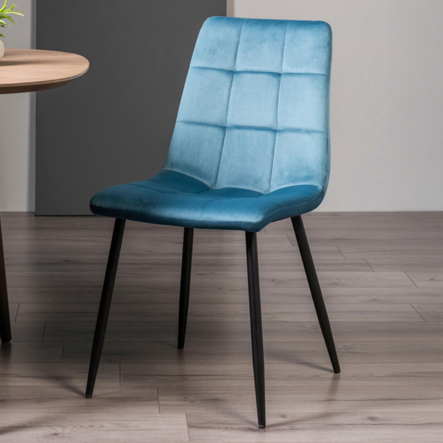 Bentley Designs Mondrian Petrol Blue Velvet Dining Chair Set of 2 - image 1