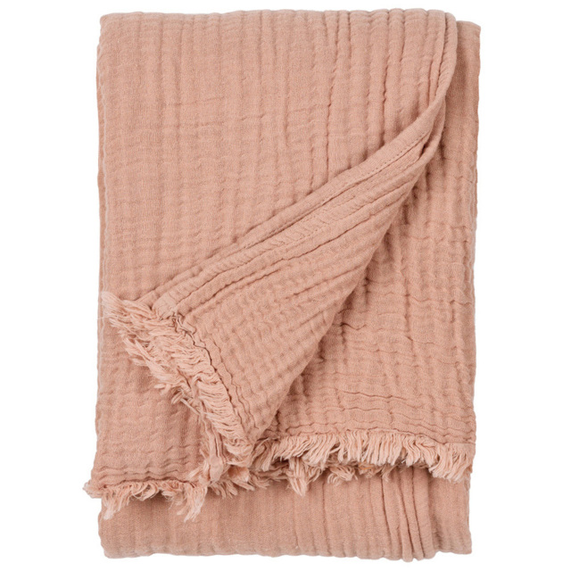 Yard Lark Pink Clay Large Muslin Cotton Throw 240 x 260cm - image 1