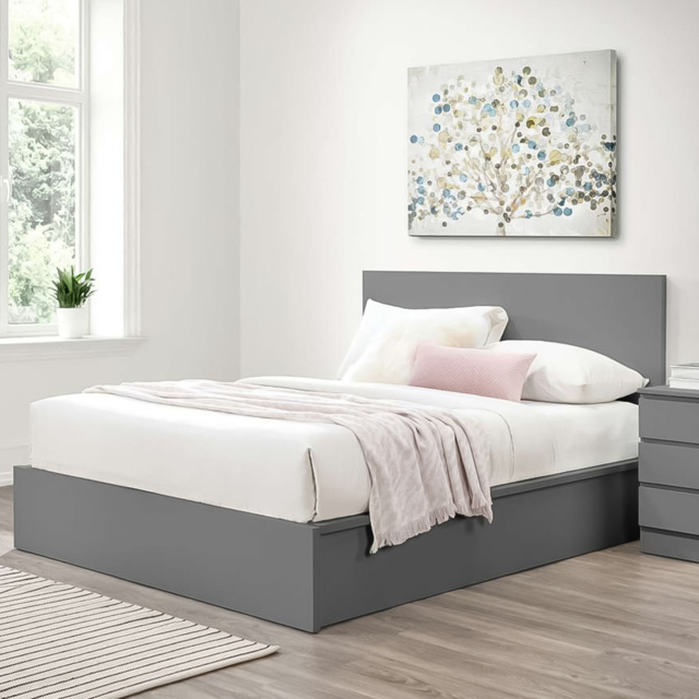 Oslo Double Grey Ottoman Bed - image 1