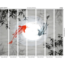 Origin Murals Watercolour Koi Grey Wall Mural - thumbnail 3